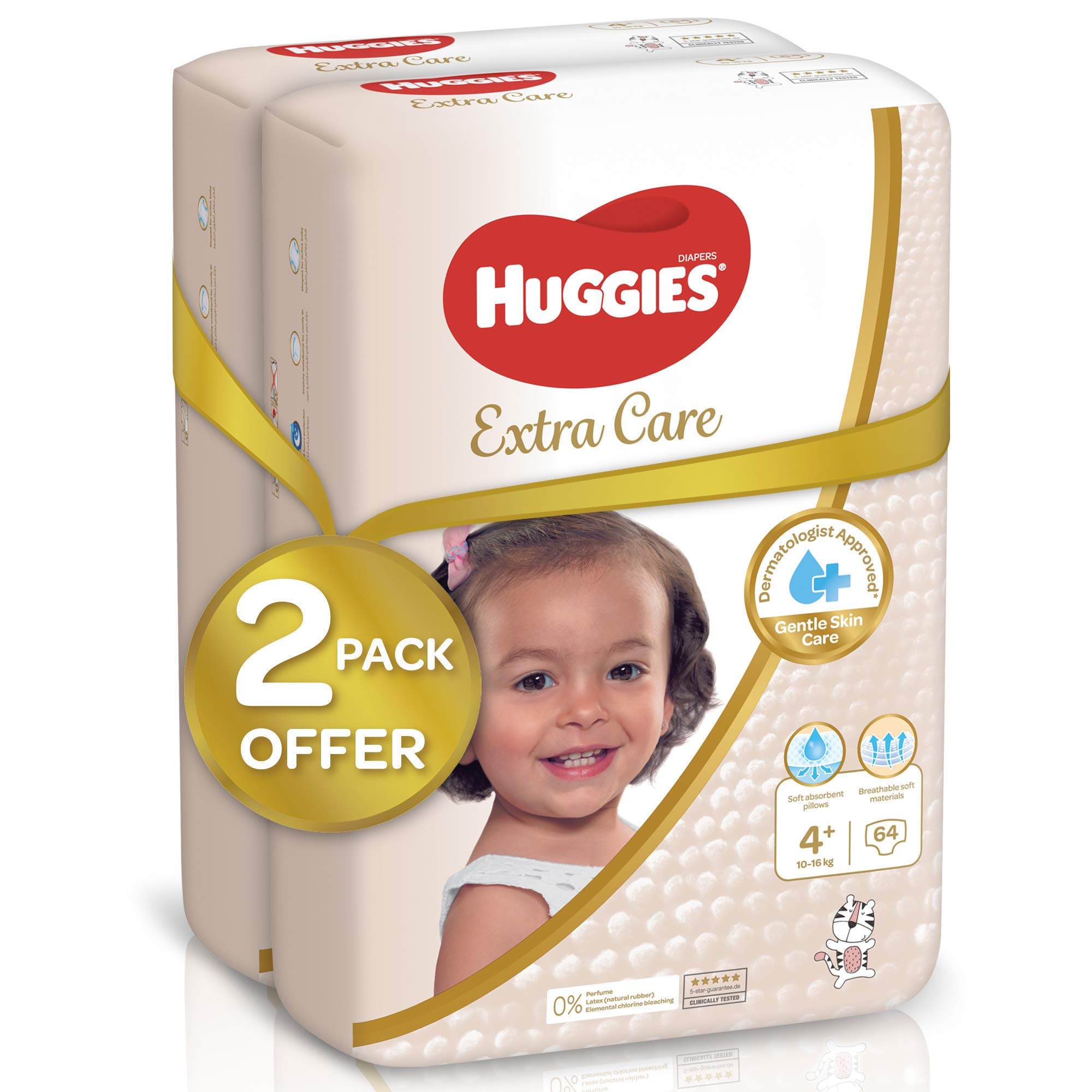 Buy Huggies Extra Care Size 4+, Mega Pack, 1016 kg 128 Diapers Online