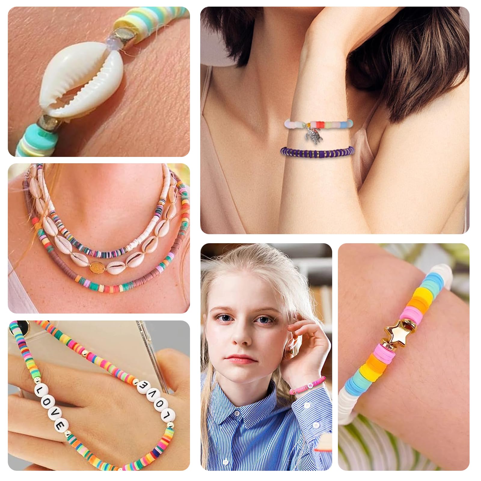 6000 Pezzi Perline per Braccialetti Fai da Te 24 Colori Perline Piatte per Ki