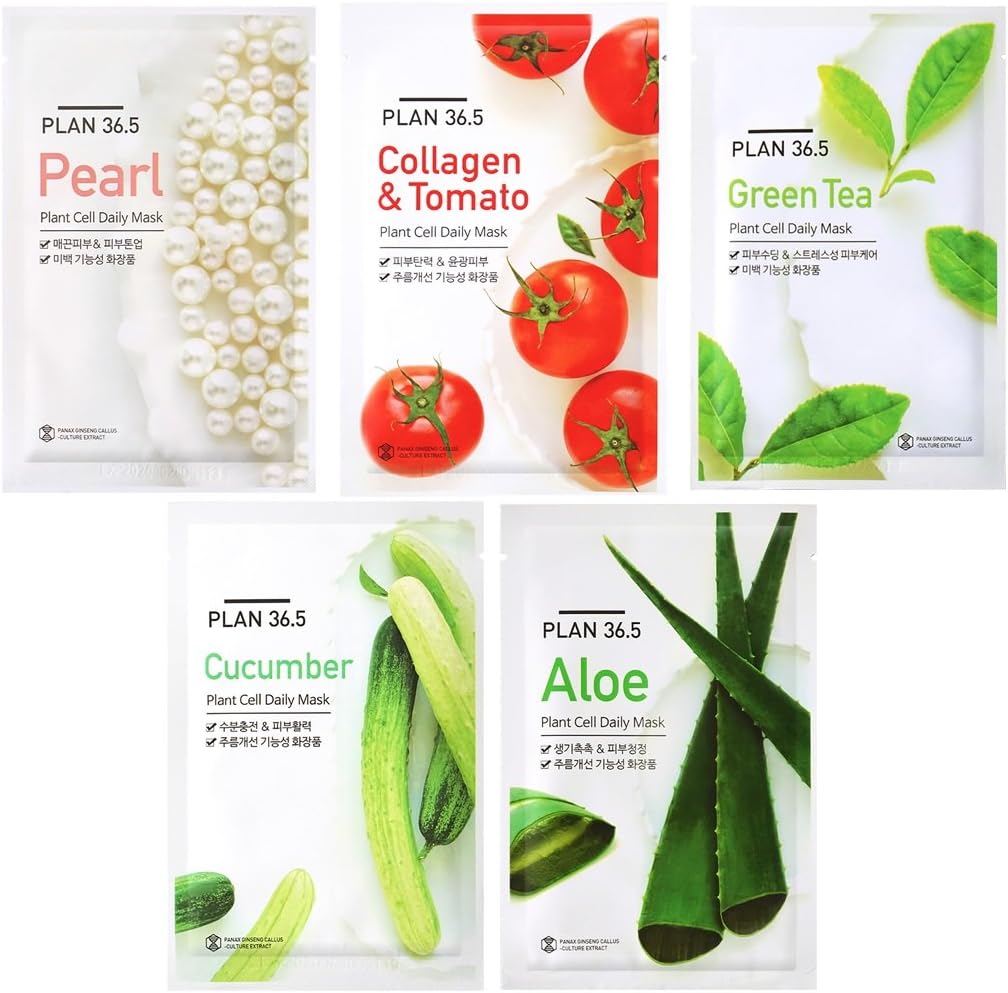 Plant Cell Daily Mask sheets 10 combo Pack (5 Types X 2), Korean Facial Mask