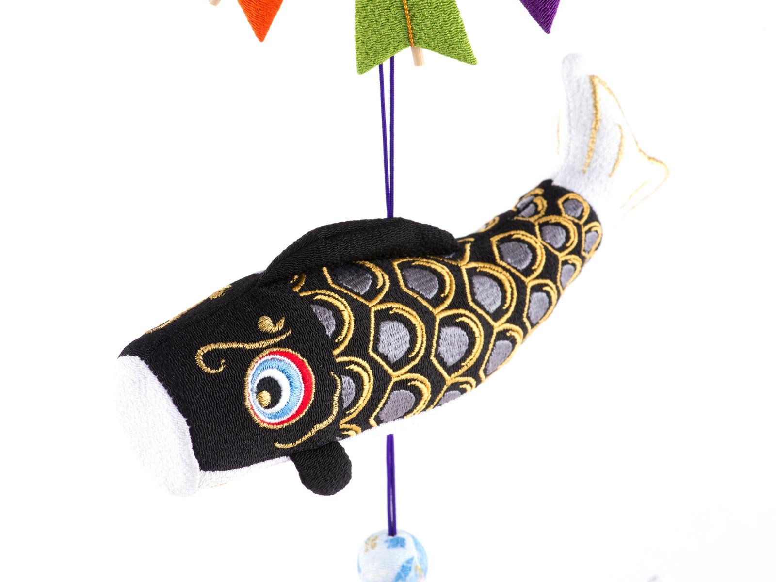 五月人形　鯉のぼり　引上げ 五月人形 子供大将平台飾り【P93304】幸一光作 脇に鯉のぼりを