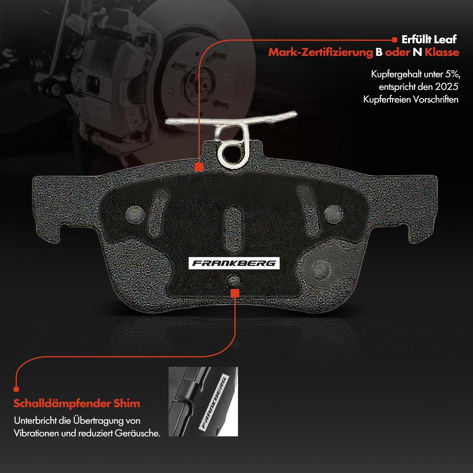 Frankberg Klocki hamulcowe, tarcze hamulcowe, kompatybilne z Galaxy 2015-2025 Rear Brake Rotors + zestaw 2 par zamienników KTJ1GC2M007AA