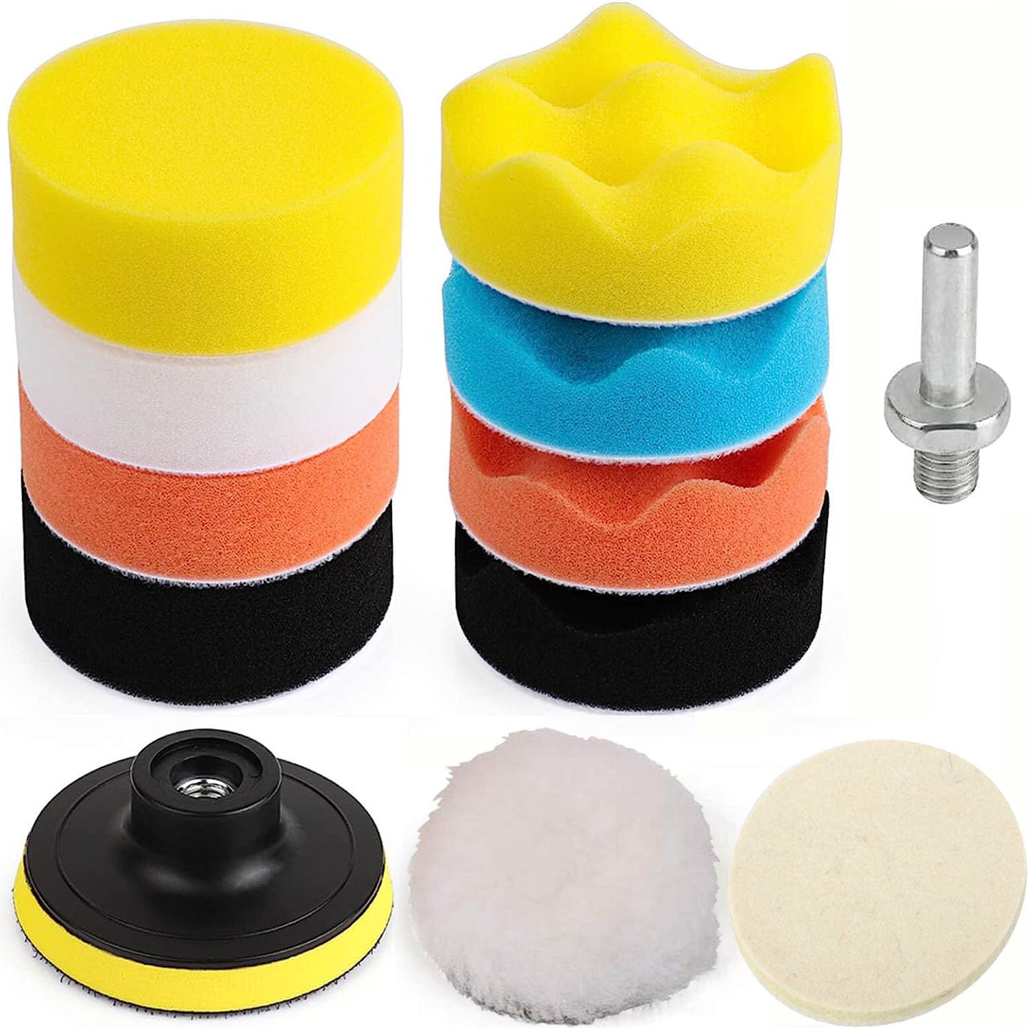 DIY Crafts Car Foam Drill 3-Inch Buffing Pad,Polishing Pads Kit,Car Buffer Polisher Kit Sponge Pad Kit for Car Polishing,Waxing,Sanding,Sealing Glaze (12)-picture-18