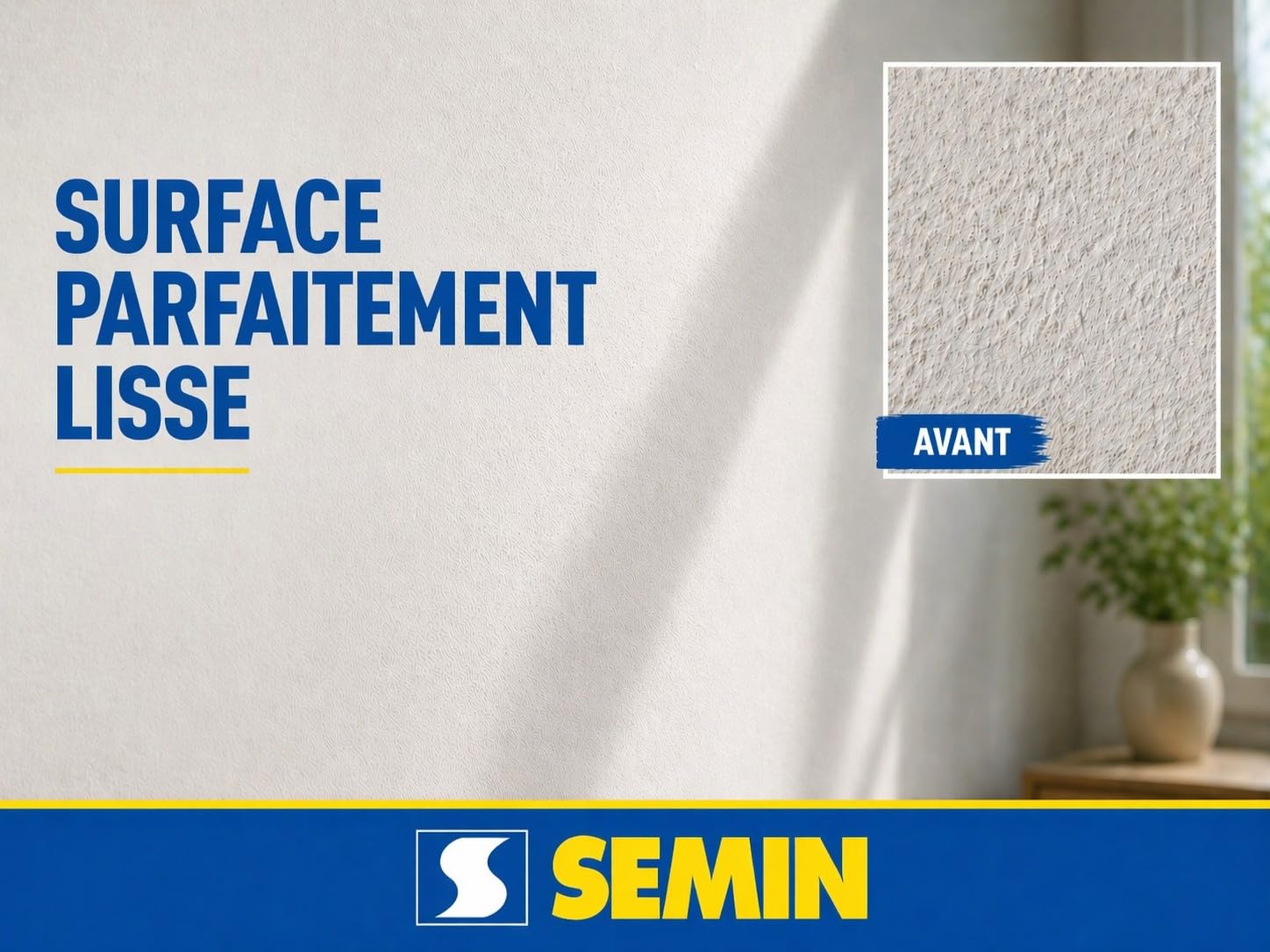 Semin A06288 Enduit Garnissant pour la Rénovation des Supports très Endommagés, Intérieur, Seau de 10 kg (Lot 2), A06723 Rouleau pour Enduire, 23 cm, A06318 Lame pour Lisser, 15 cm