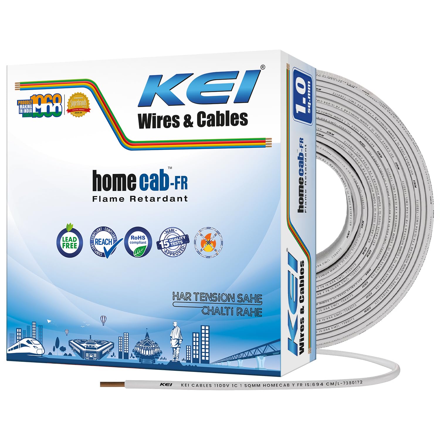 KEI WIRES & CABLES Homecab 2.5 sqmm 1 Core 99.97% Pure Copper Conductor Flame Retardant House Wire PVC Insulated Cable for Domestic & Industrial Electrical Wiring (Red, 90 Meters) — Amazon image 14