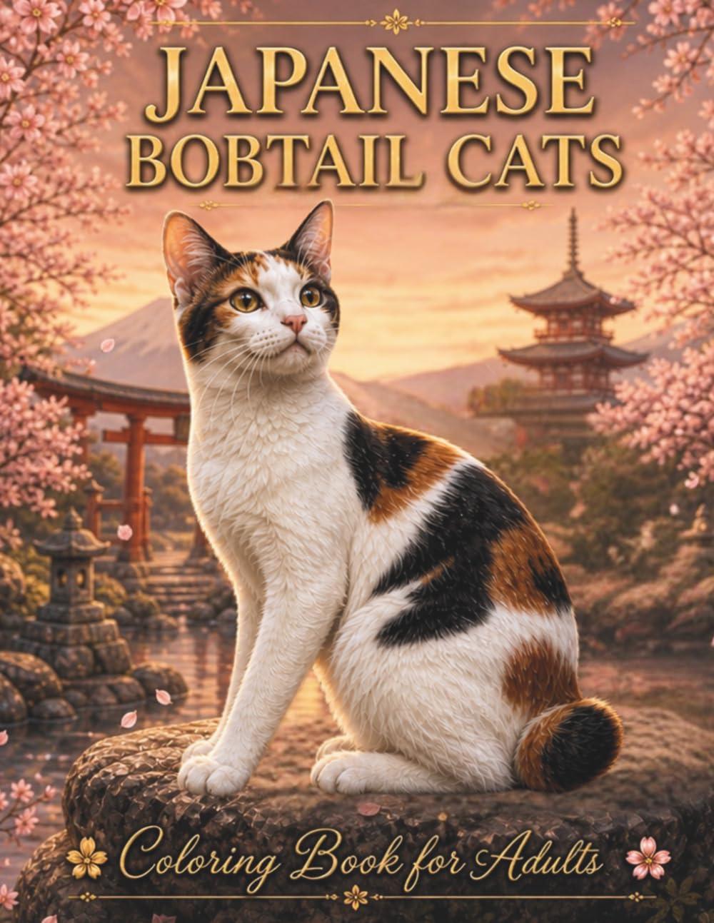 Japanese Bobtail Cats Coloring Book for Adults and Teens: Cute Short Tail Cat Coloring Pages for Relaxation, Stress Relief and Creative Fun (Cat Breeds Coloring Collection)