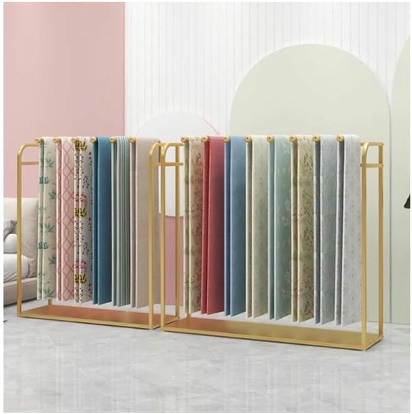 GTHTUHFD Fabric Display Rack For Clothing Stores, Efficient Scarf And Trouser Organizer, Ideal For Retail Boutiques And Shopping Malls,Gold-150x45x135cm