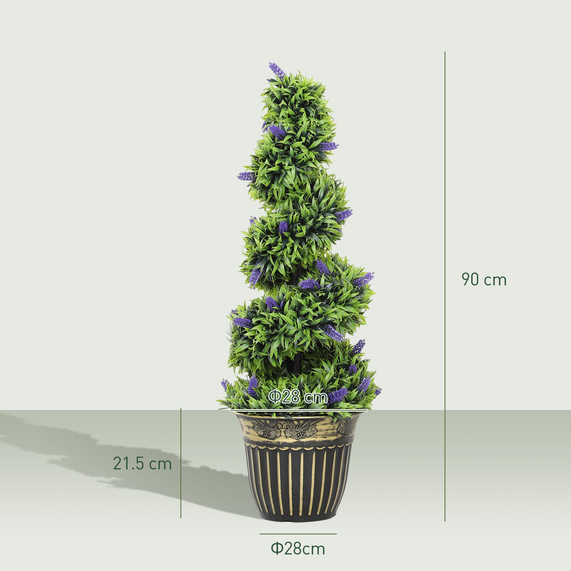 HOMCOM Set de 2 topiaires Spirale buis Artificiel 90cm
