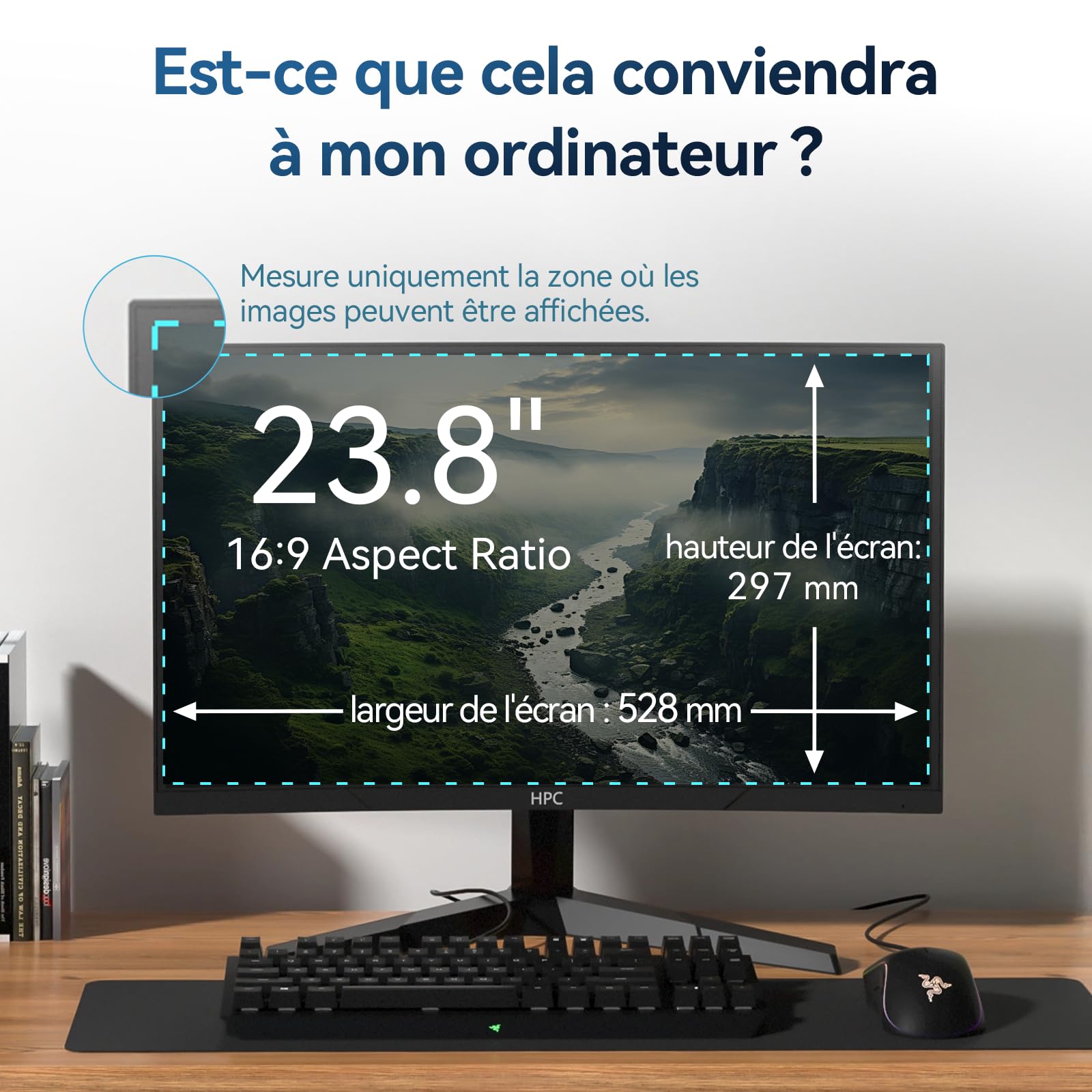 Filtro de privacidad magnético de 23,8 pulgadas, 16:9, extraíble protector de pantalla antiespía antireflejo, protector de pantalla de privacidad compatible con Lenovo/Dell/HP/Asus/Samsung/Acer