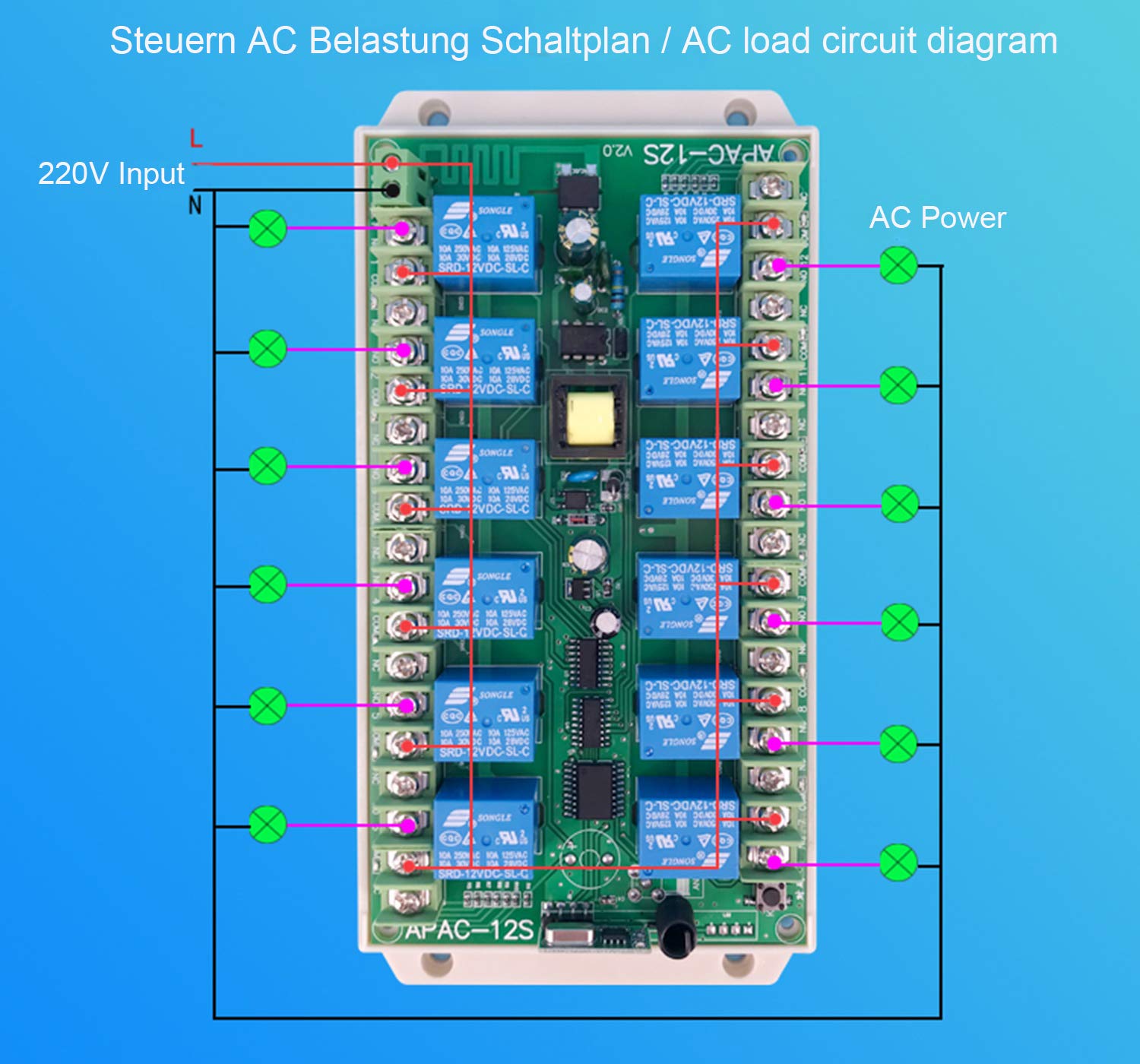 Interruttore Radio 12V Senza Fili - Telecomando 100m Per Luci E Motori