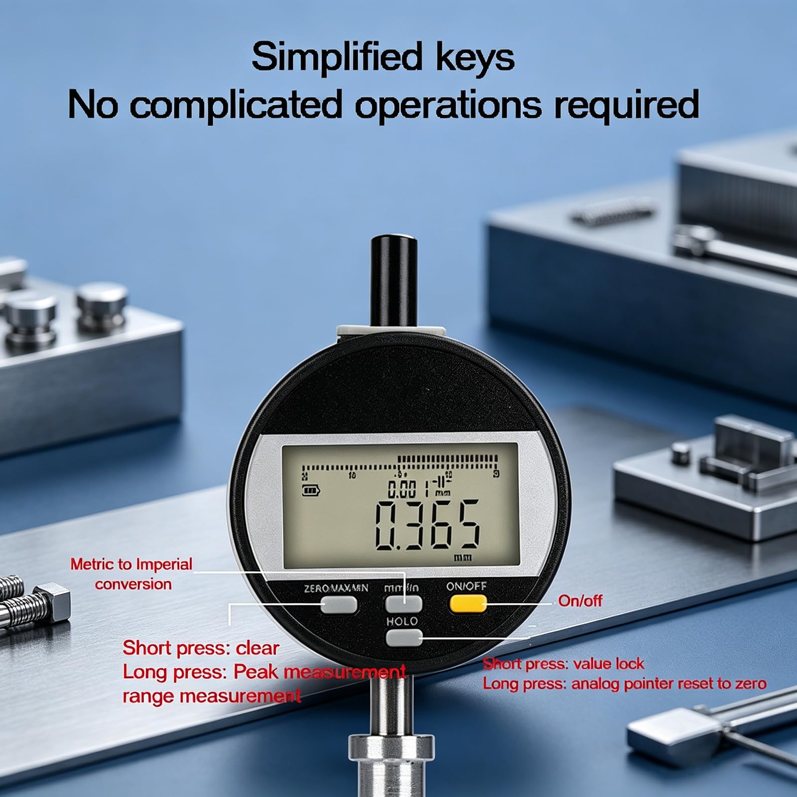 Probador Rugosidad Superficies Portátil, Medidor Rugosidad Superficies Digital, Precisión Medición: ±0,003 Mm/Rango Medición: 0-6,5 Mm/métrico Y Convertible En Pulgadas, Utilizado para Imprimir