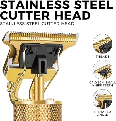 Miniatura 2 de candyfouse Cortadora de barba y cabello inalámbrica de alta calidad para hombres, kit profesional de aseo recargable con hoja en T sin huecos, 4