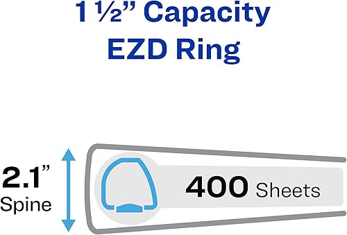 Miniatura 2 de Avery Carpeta de 3 anillas enmarcada de alta resistencia, anillos EZD de 1.5 pulgadas, 1 carpeta azul marino (68059) (paquete de 2)