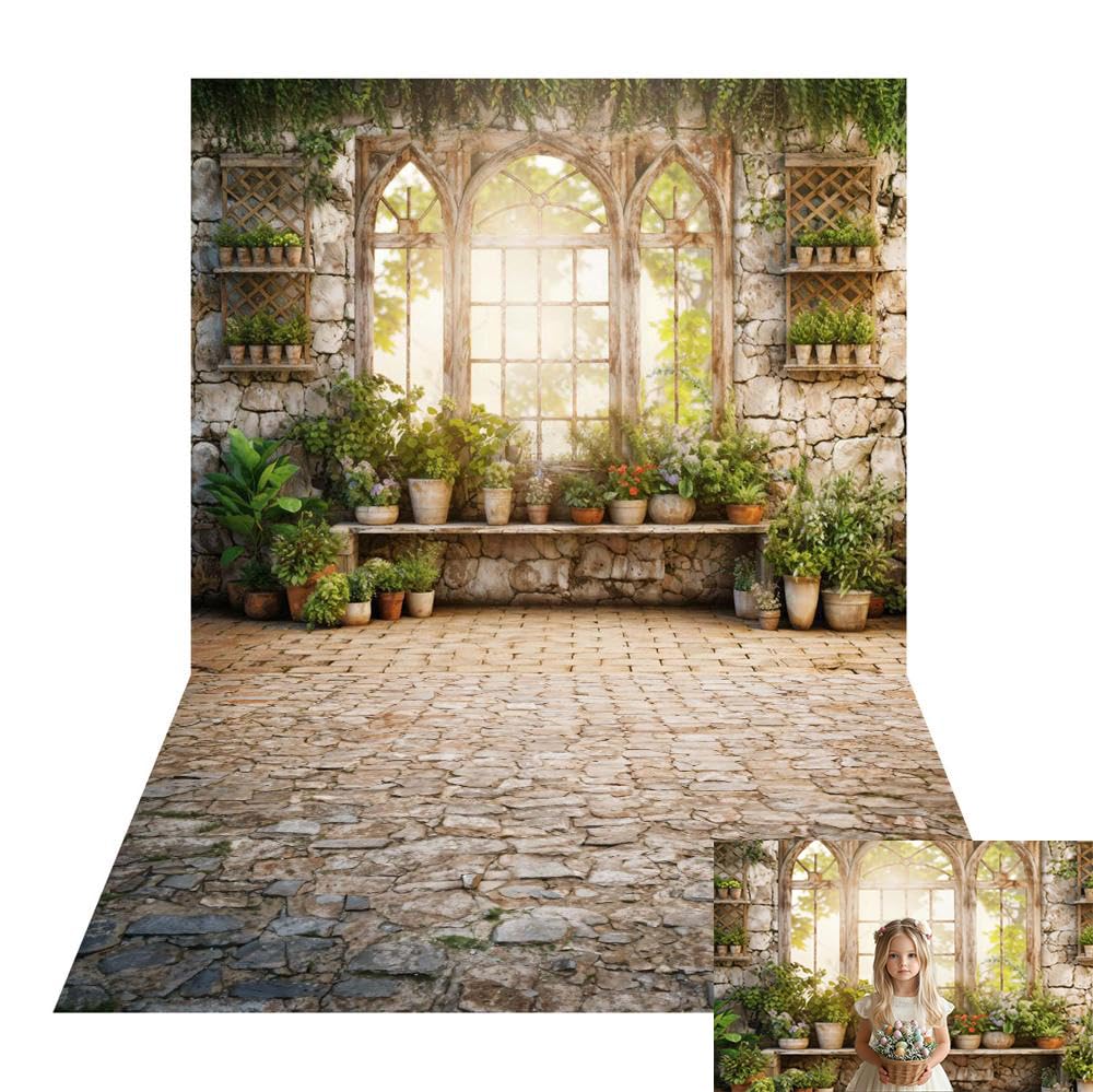 Summer Backdrops Window Green Plants Backdrop Kate Backdrop for Kids Photography