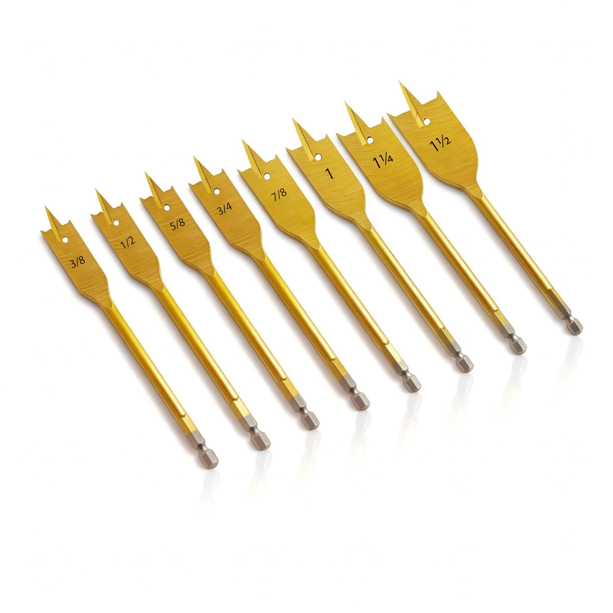 Spade Drill Bits Set - 8pcs Titanium Coating -1 Spade Drill Bits Set - 8pcs Titanium Coating -1