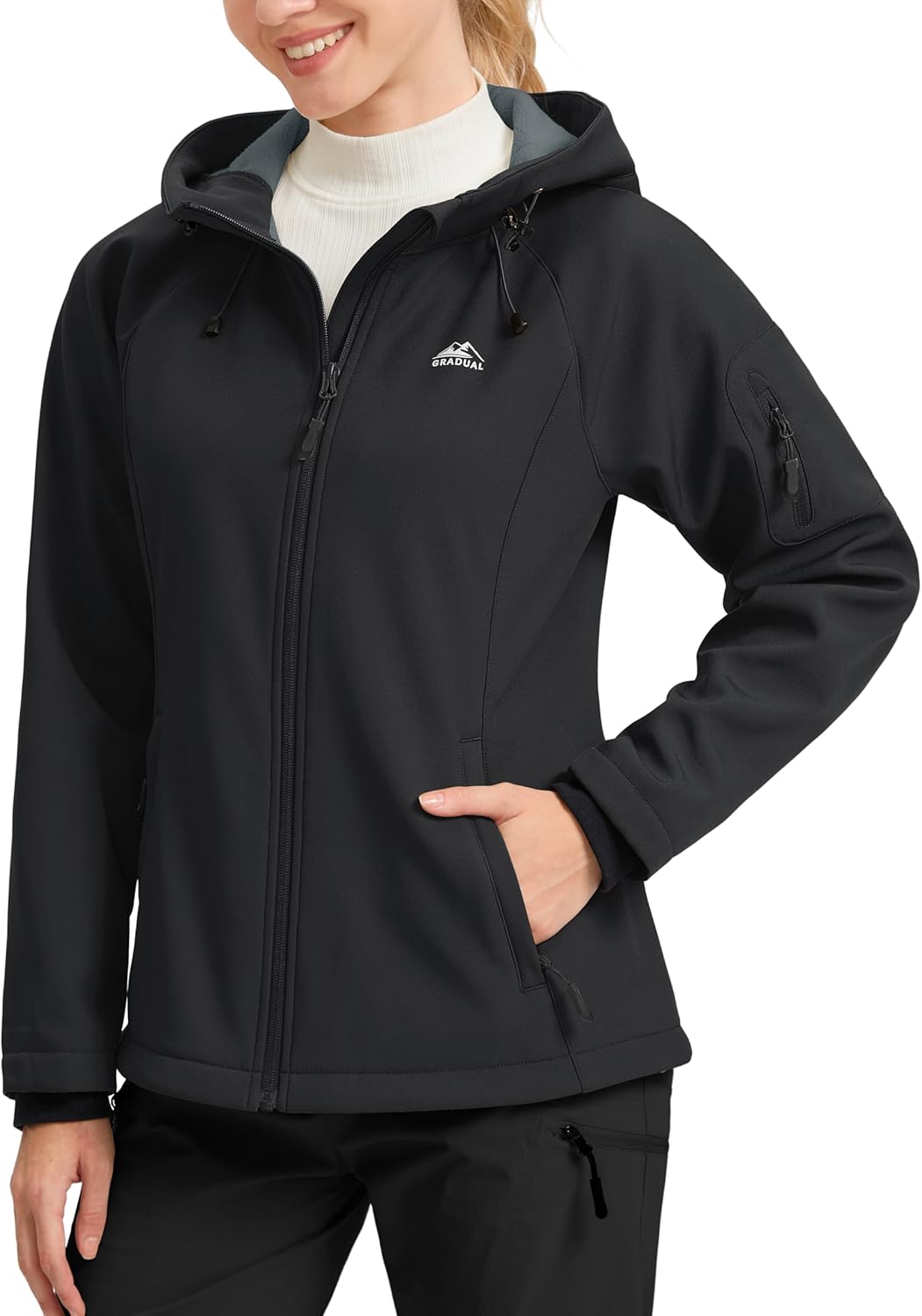 G Gradual Women's Fleece Lined Softshell Jacket Windproof Warm Light Waterproof Hooded Jacket for Women Winter/Fall/Spring - Image 2