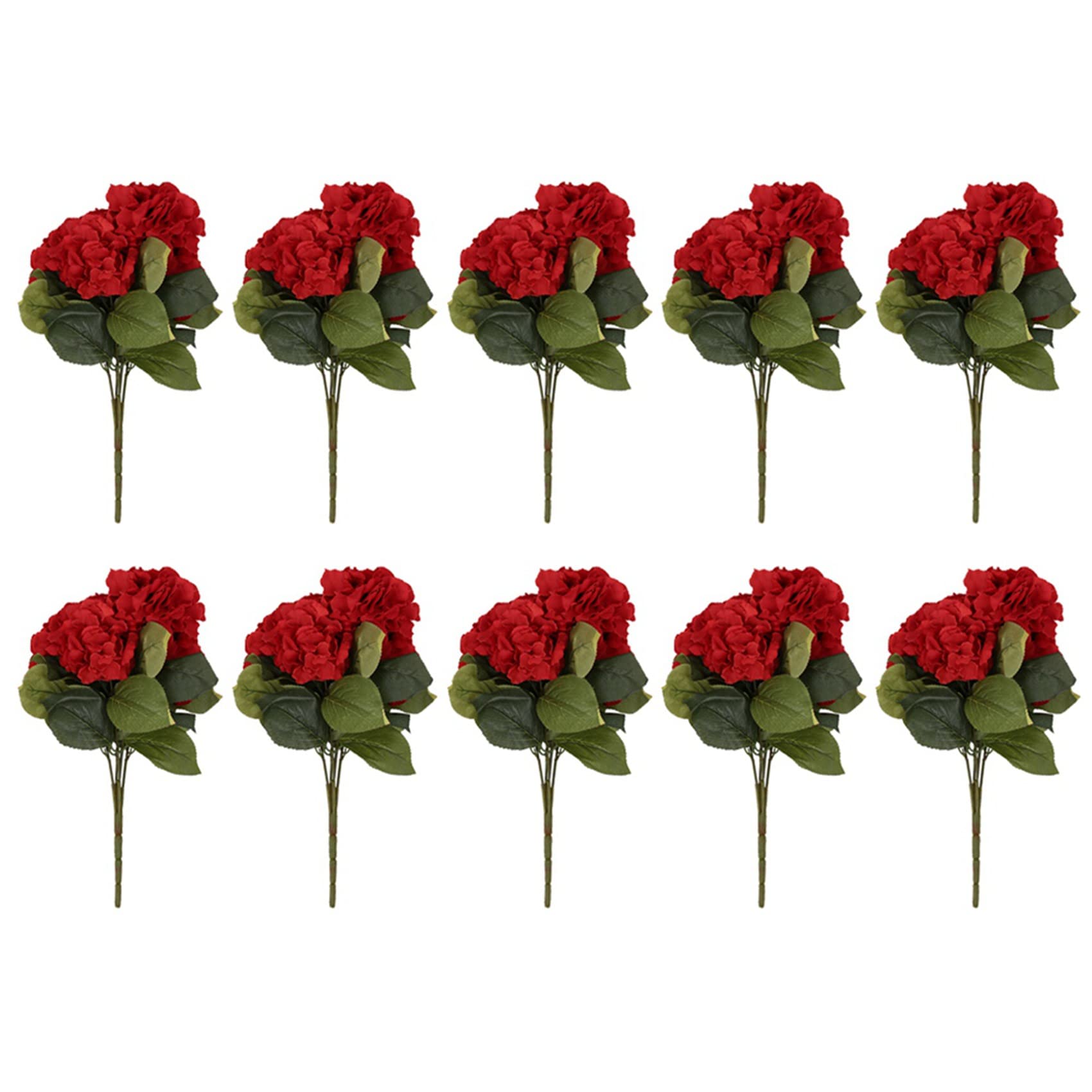 Hortensias rouges artificiels 7 pouces lot de 10 fleurs sans entretien