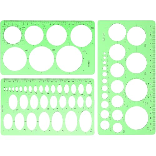 3PCS Circle Shape Templates for Drawing, Plastic Circles and Ellipses Stencils Kit, Circle Maker Ruler Tools for Drafting, Measuring, Crafts, Art Supplies, Engineering, Paper Quilling