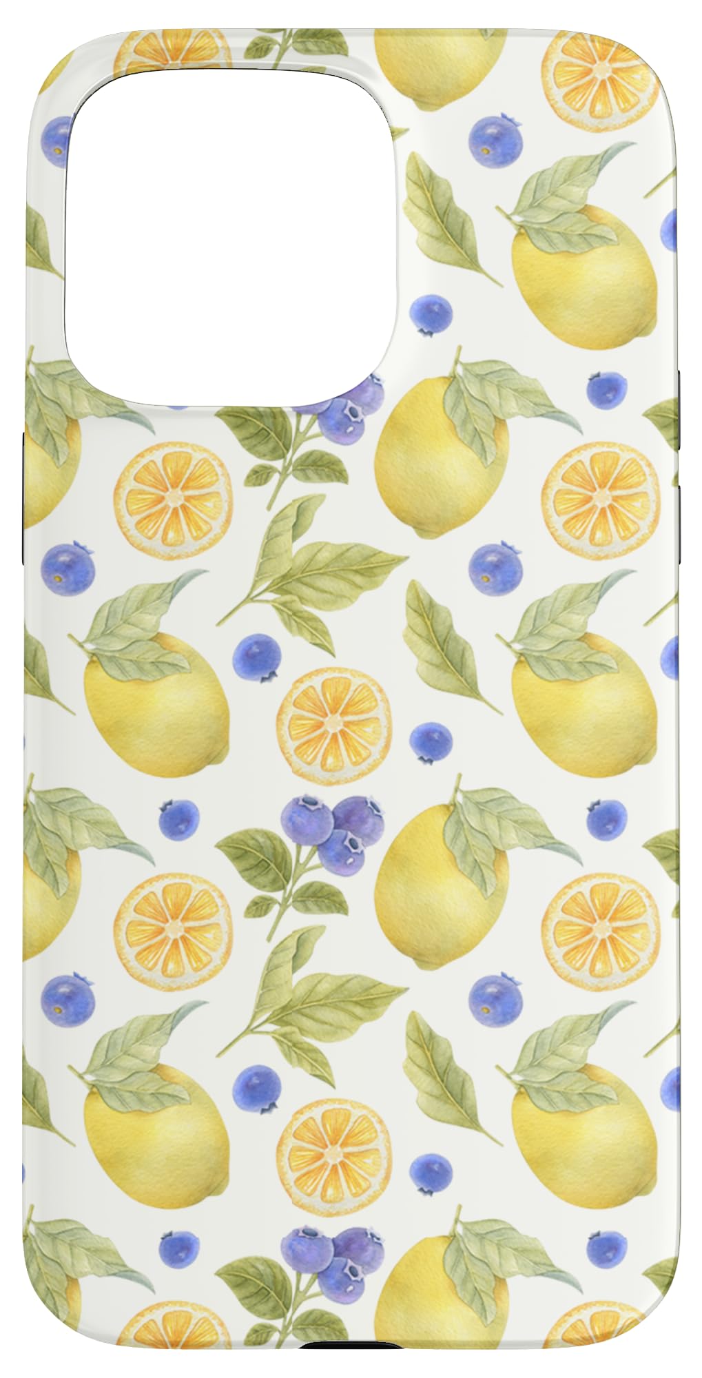 Blueberry Lemon Fruit Pattern Case for iPhone 15 Pro Max