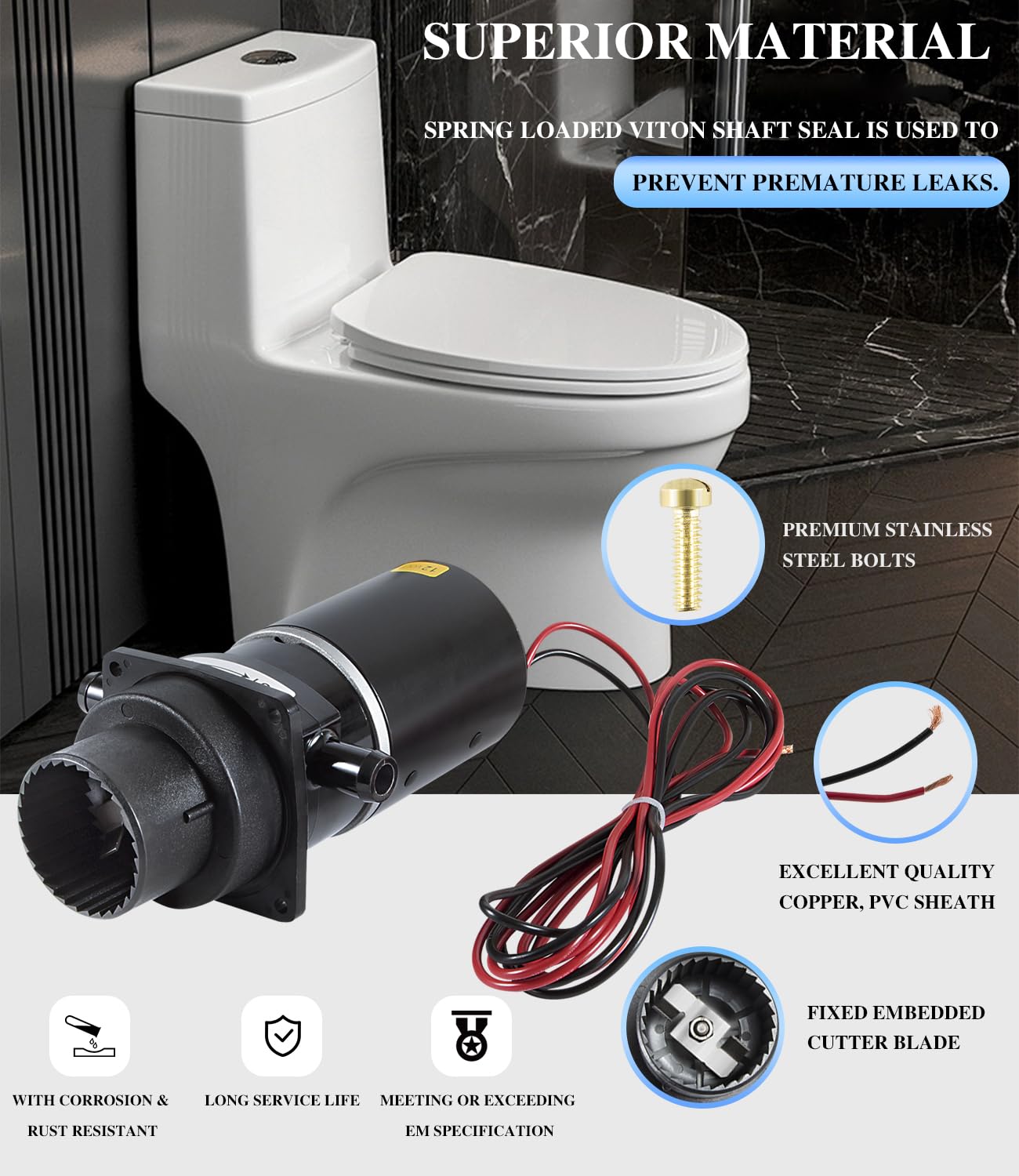37041-0010 Kit di montaggio per WC elettrico marino maceratore per WC elettrici marini PAR Adatto per Jabsco serie 37010 da 12 Volt