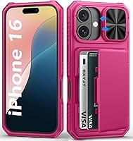 Vista 36 de Funda para iPhone 16 Pro Max con tarjetero (4-5 tarjetas), funda deslizante para cámara y protección de grado militar, a prueba de golpes, Azul