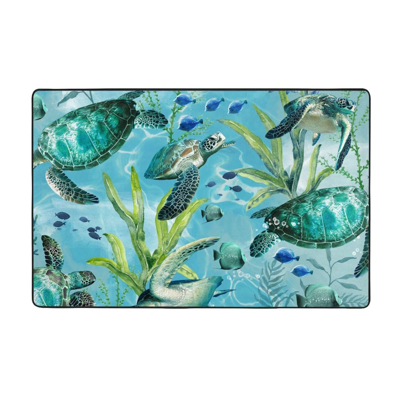 Tapis salon tortue de mer bleu pour créer un espace de jeu enfant