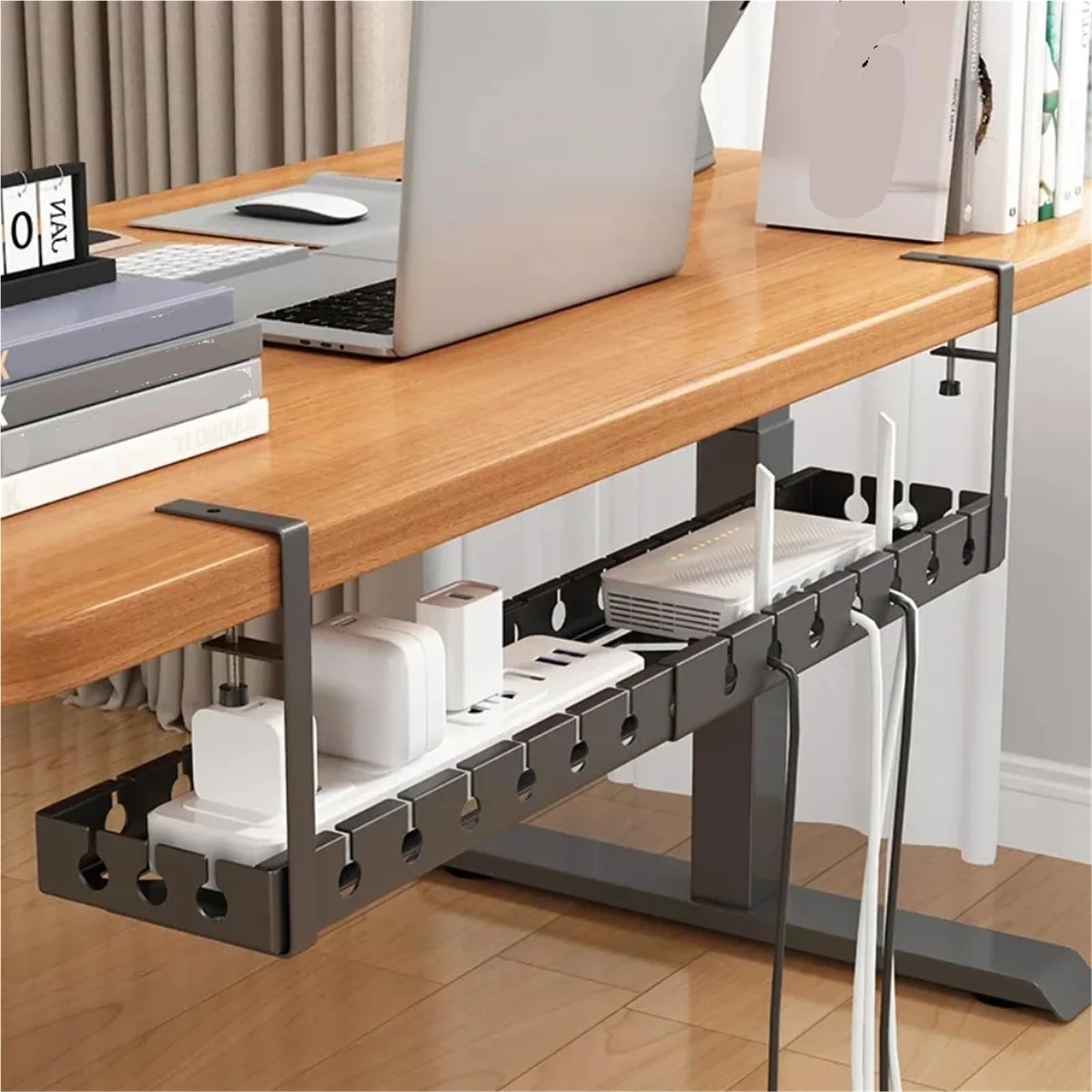 Bandeja Gestion Cables Bandeja de gestión cables escritorio, bandeja for organizador, Cable datos carga, estante for ordenador, oficina y hogar(Retractable)
