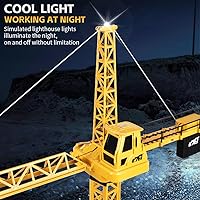 KNACKTOYZ 50.4" RC Tower Crane Toy for Kids 4-8: DIY Alloy Hook, 4CH Remote, LED Lights, 2 Rechargeable Batteries, Rotating Lift Construction Fun
