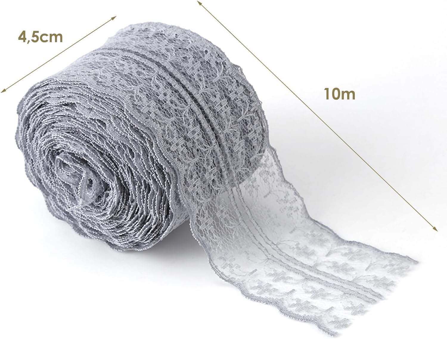 10m×1.78in Ruban De Dentelle, Ruban De Dentelle Coloré à Motifs Floraux Pour Décoration De Mariage, Emballage De Cadeaux, Bricolage, Fabrication De Nœuds Pour Cheveux (Blanc*3