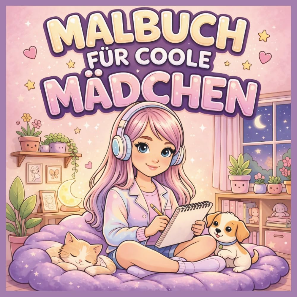 Malbuch für coole Mädchen ab 8 Jahren: 50 kreative Motive mit positiven Affirmationen - Ausmalbuch für Mädchen 8-12 Jahre | Geschenk für kreative Mädchen