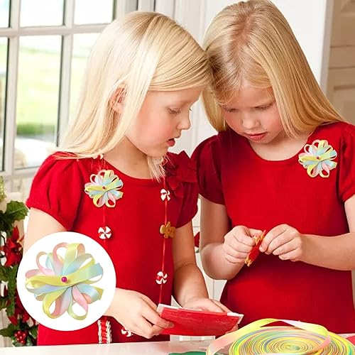 Miniatura 5 de Honbay Cinta de satén colorida de doble cara de 50 yardas, cinta de poliéster con estampado de arco iris degradado para ropa de bricolaje,