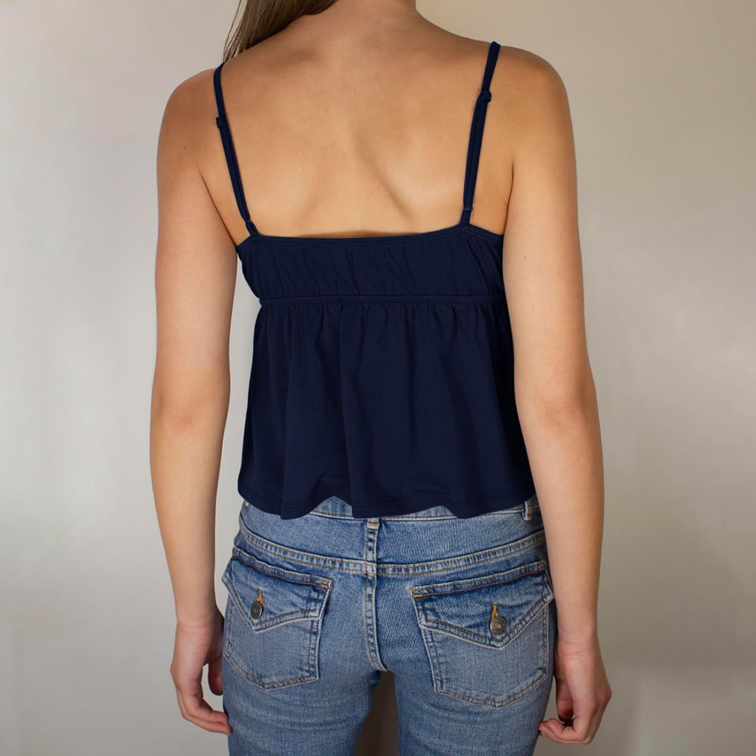 Women's Y2k Babydoll Tops Lace Trim V Neck Camisole Tank Tops Sleeveless Spaghetti Strap Peplum Top - Image 4