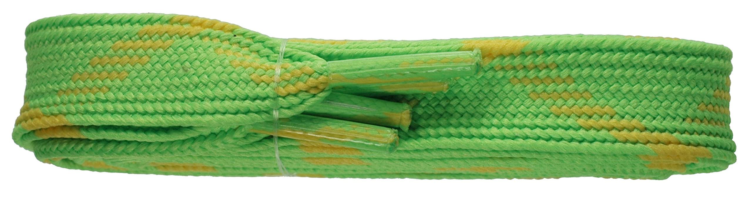 Shoe String140cm fluorescent green/fluorescent yellow flat crazy lace