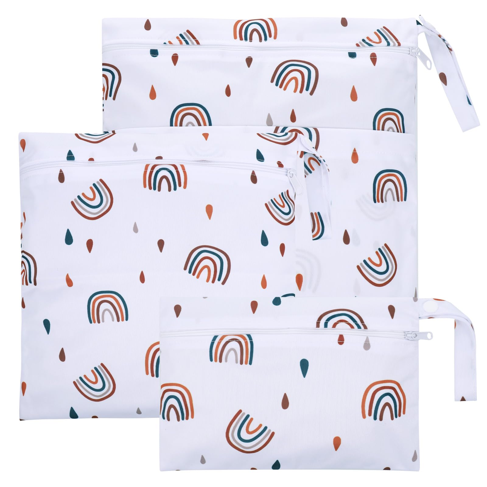 Wetbag Borsa per Pannolini Riutilizzabile Impermeabile 3 Pezzi con Zip