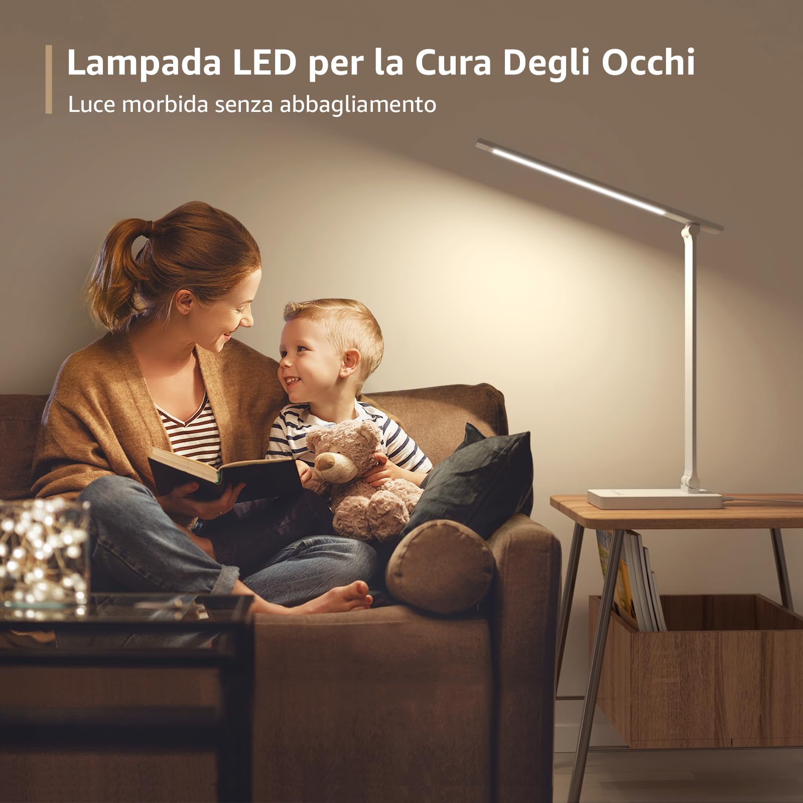 Lepro Lampada da Tavolo LED 15W, Lampada da Scrivania USB Ricaricabile, 3 Colori e 5 Livelli di Luminosità, Dimmerabile, 655LM Luce da Lettura Protezione degli Occhi per Ufficio, Camera