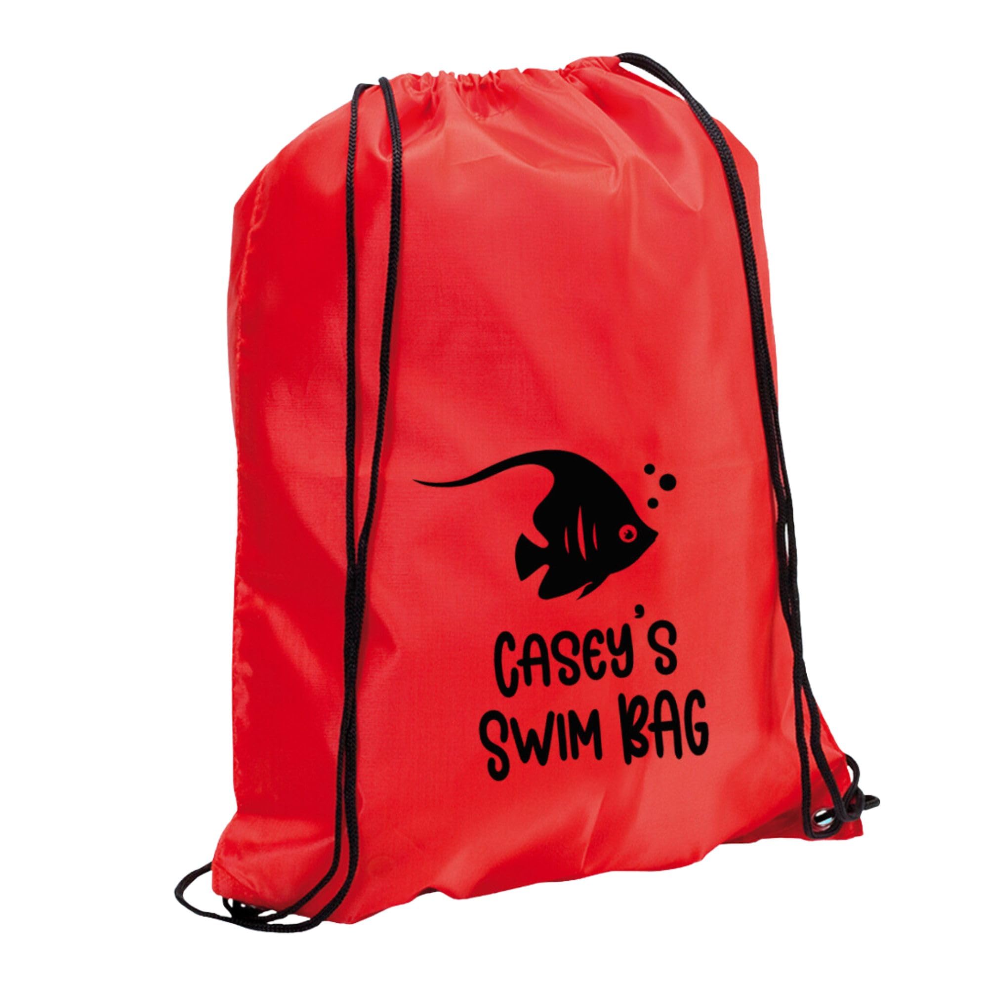 Ebuygb Unisex Kids Red Personalised Swim Bag, Kids Aquatic Drawstring Bag, Swimming Bag For Girls Boys, Dolphin Turtle Shark Starfish Whale Bag (Red)