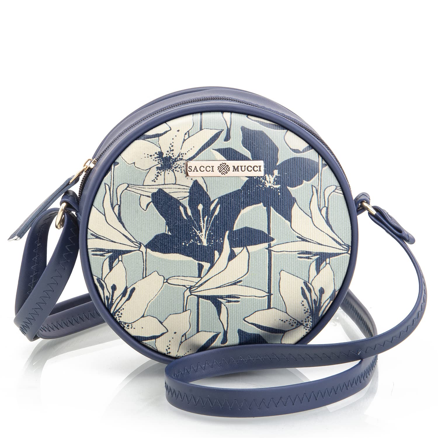 SACCI MUCCI Womens Full Moon Trendy Round Sling Bag, Handmade Bags for Females - Vegan Leather and Coated Cotton Canvas Fabric, Lightweight and Durable (Lily) (B0BR3GTG7F) Amazon Price History, Amazon Price Tracker