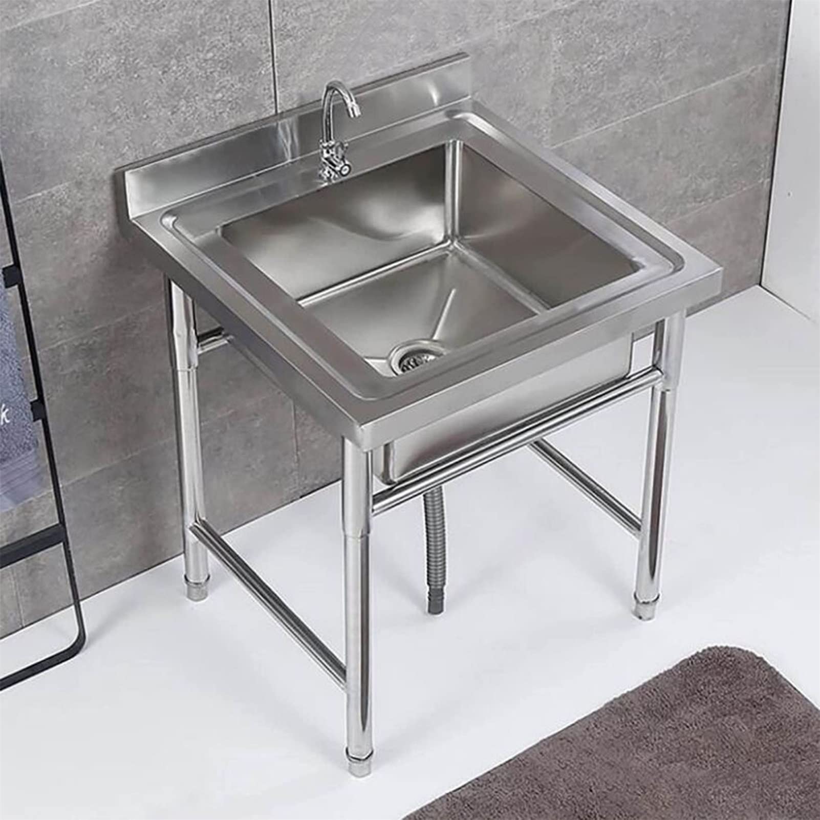 Amazon.co.jp: 1槽式304ステンレス製業務用キッチンシンク（蛇口と排水