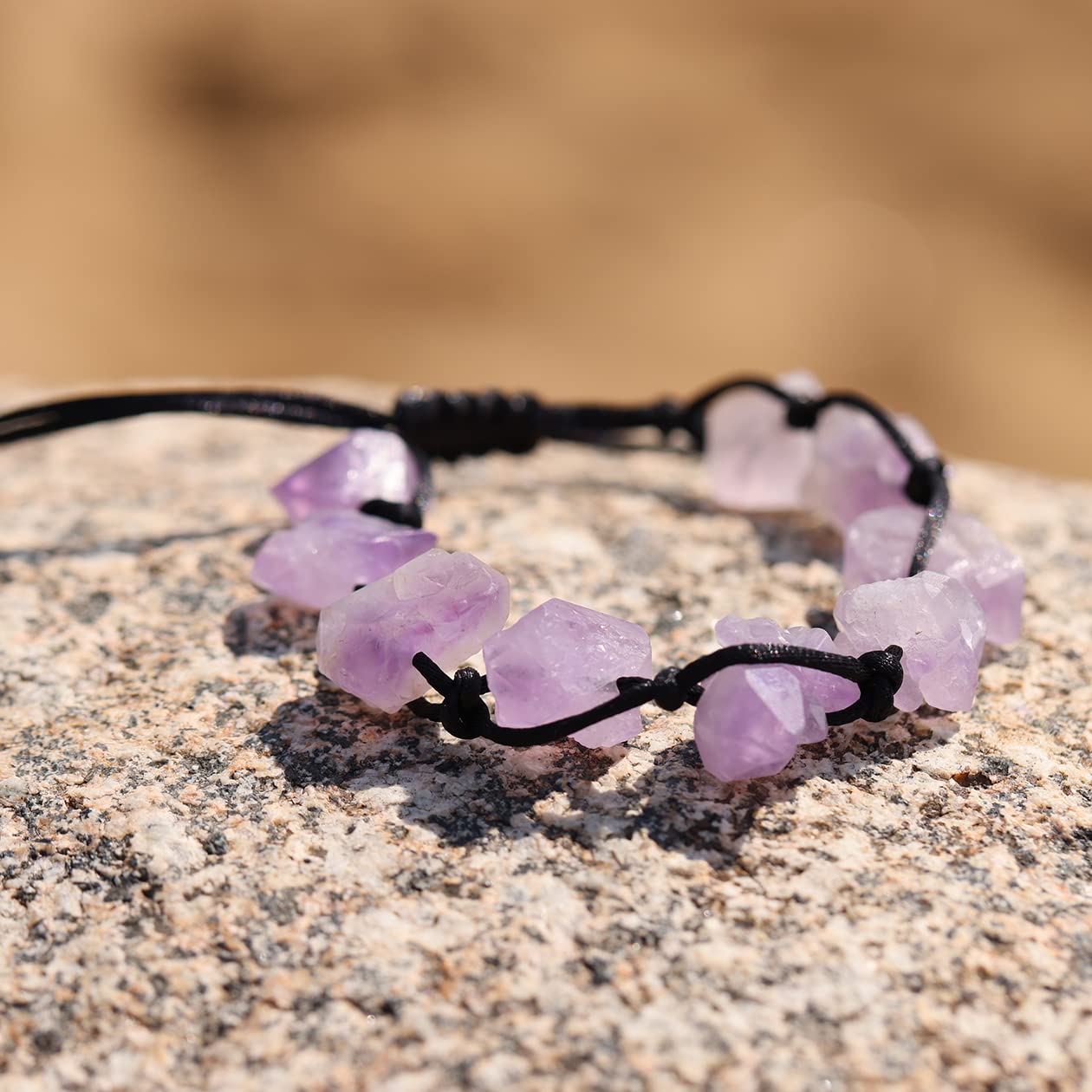 Wizock Raw Drusy Quartz Amethyst Friendships Bracelets Chakra Reiki Genuine Irregular Crystals and Stones Braided Adjustable Handmade Bracelet for women - Image 3