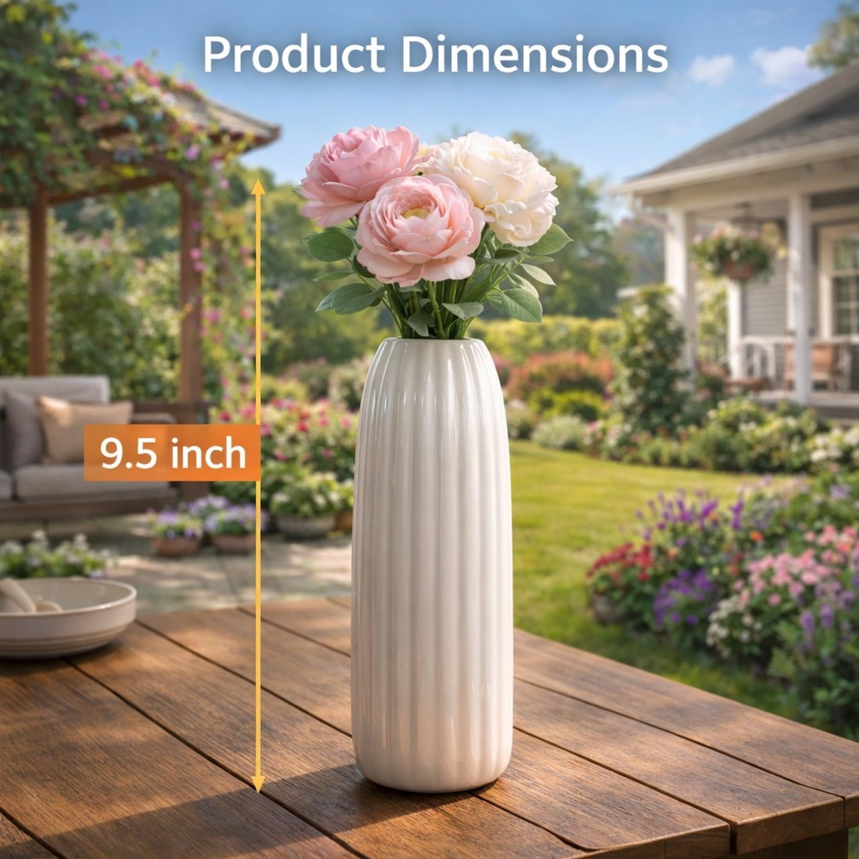 PulGos 9.5Inches Aesthetic Vase| Decorative Accent Piece for Dining Table| Centerpiece Flower Pot for Living Room| Ceramic Flower Vase for Home Décor| Show piece for Home| Handcrafted Decoration Item 1