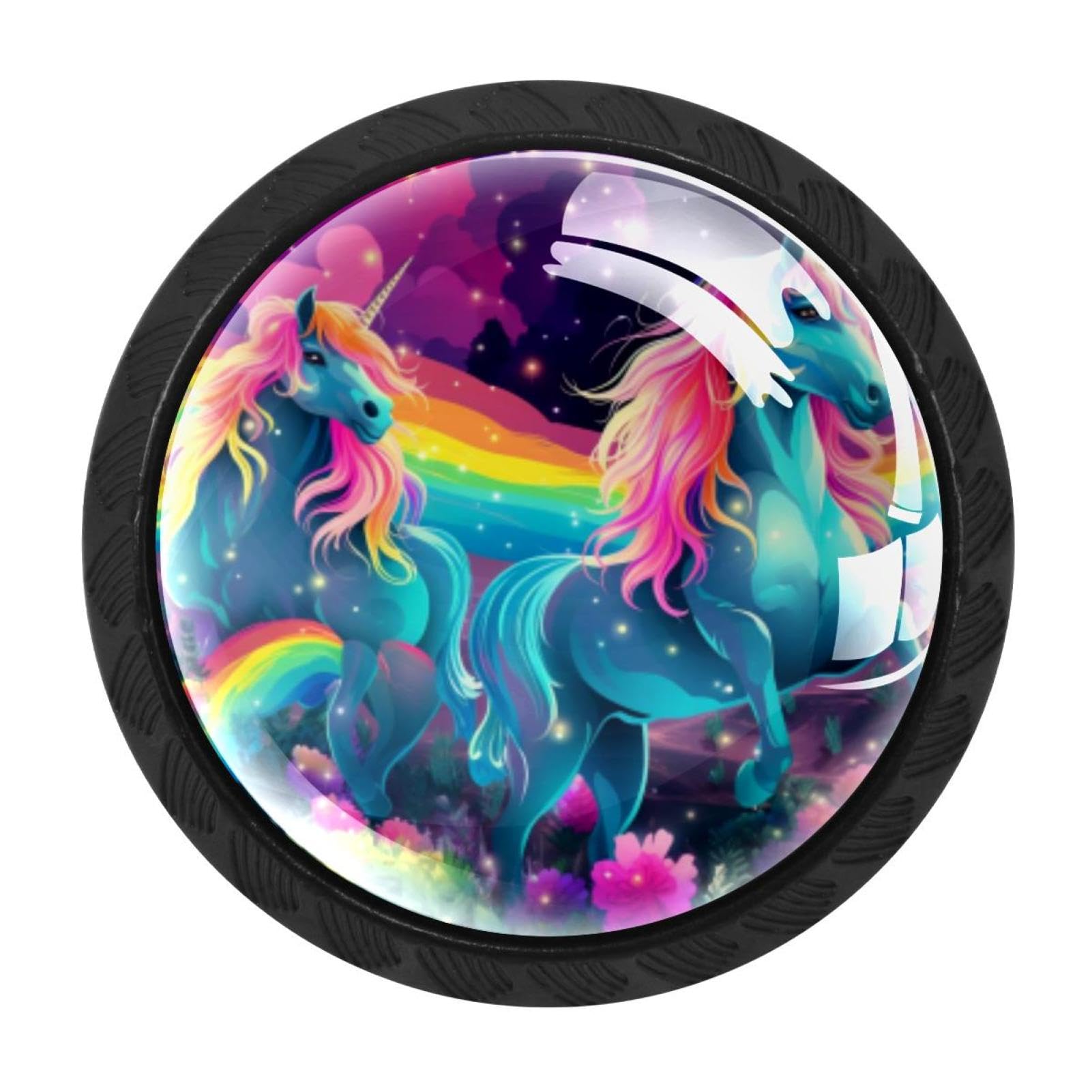 Chenzzzz Multicolored 03 Rainbow Unicorn Cabinet Knobs 4 Pieces Drawer Kitchen Cabinets Dresser Cupboard Wardrobe Unique Pulls Handles