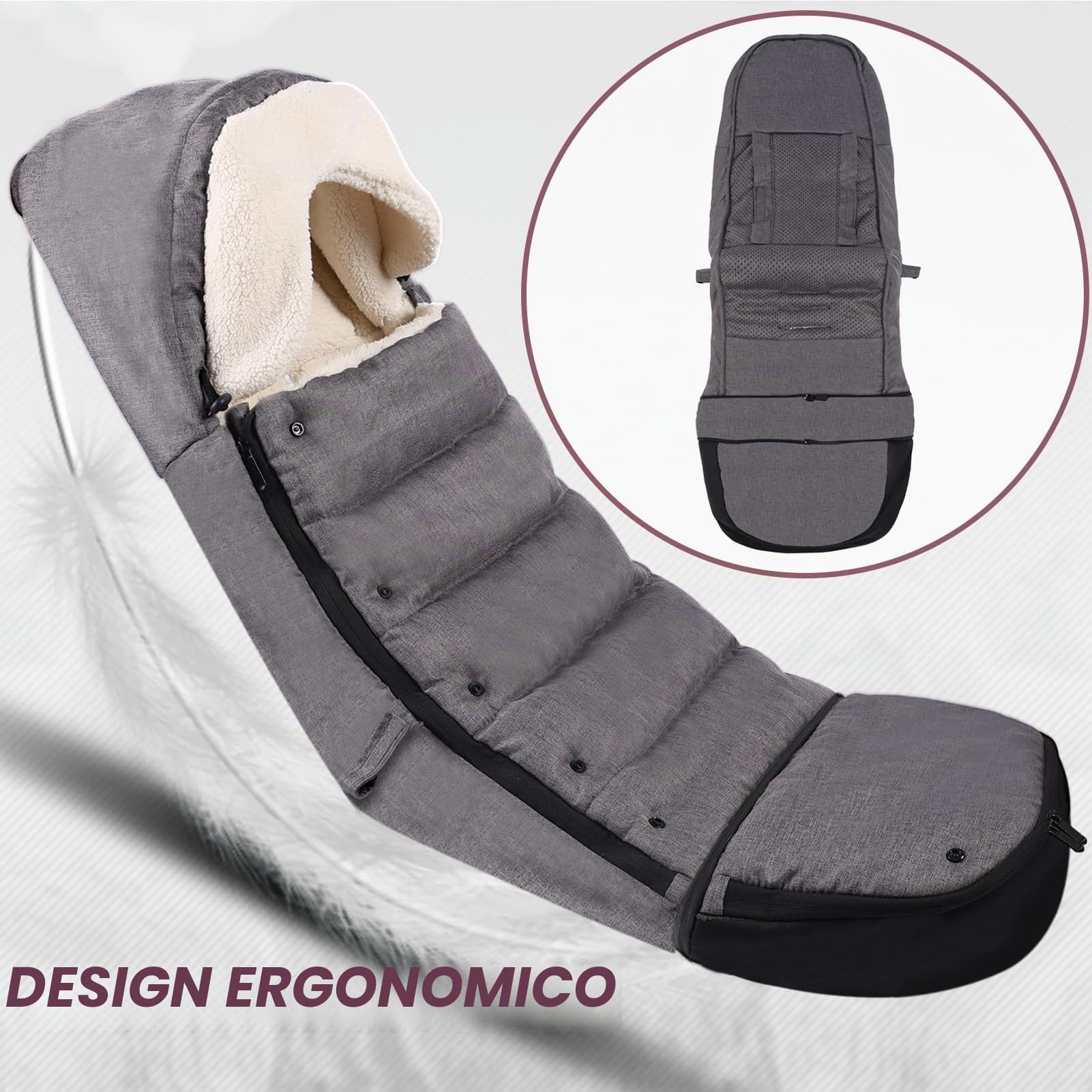 Sacco Passeggino Invernale Universale,110cm Lunghezza,Impermeabile