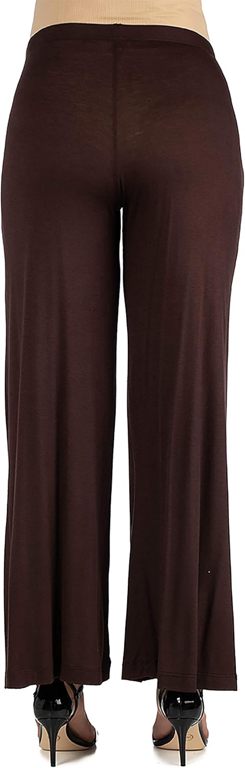 24seven Comfort Apparel Womens Maternity Stretch Waist Comfortable Solid Color Wide Leg Palazzo Pants -Small-3X