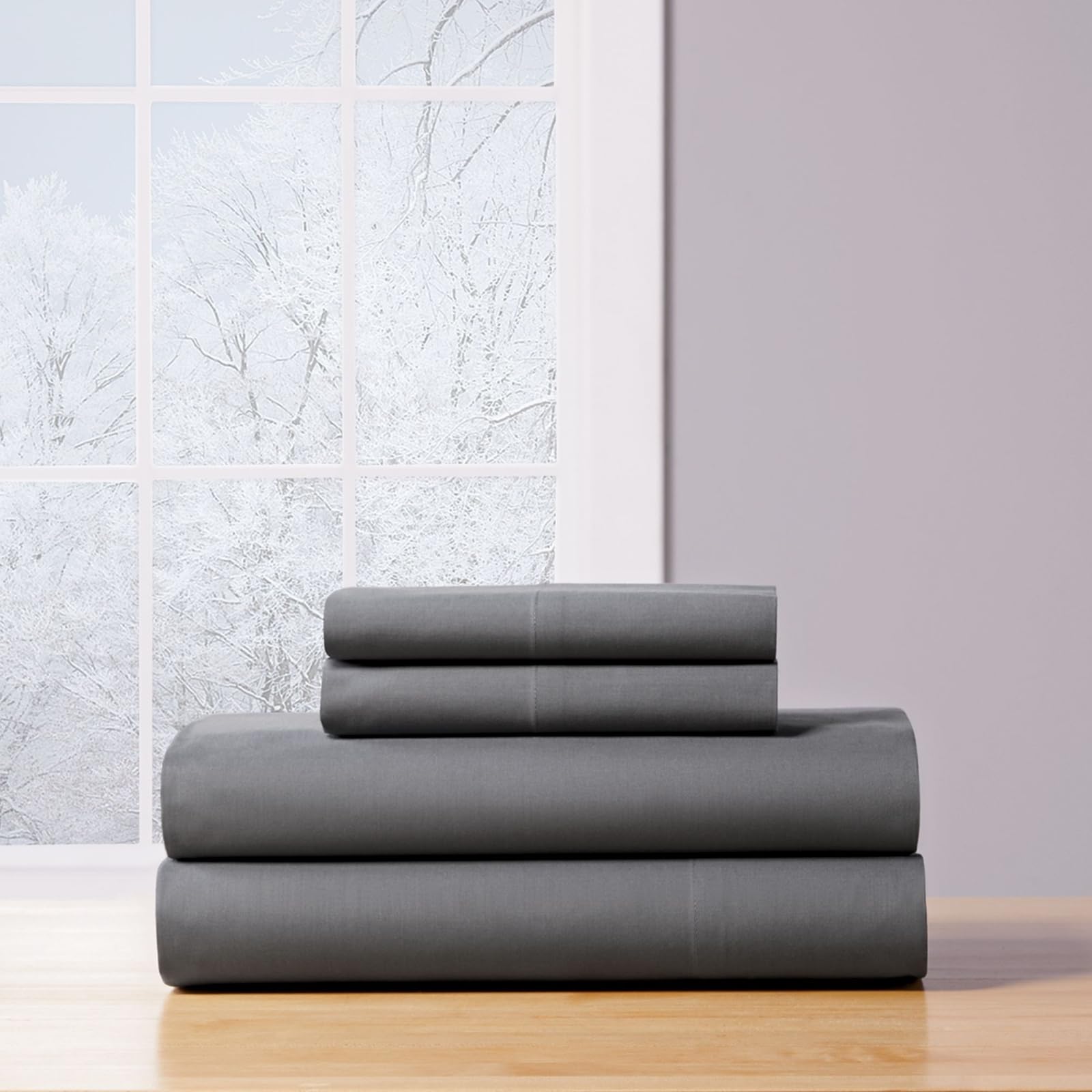 Stoneberry Home 100% Cotton Sheet Set with Fitted Sheet, Flat Sheet, and Pillowcases