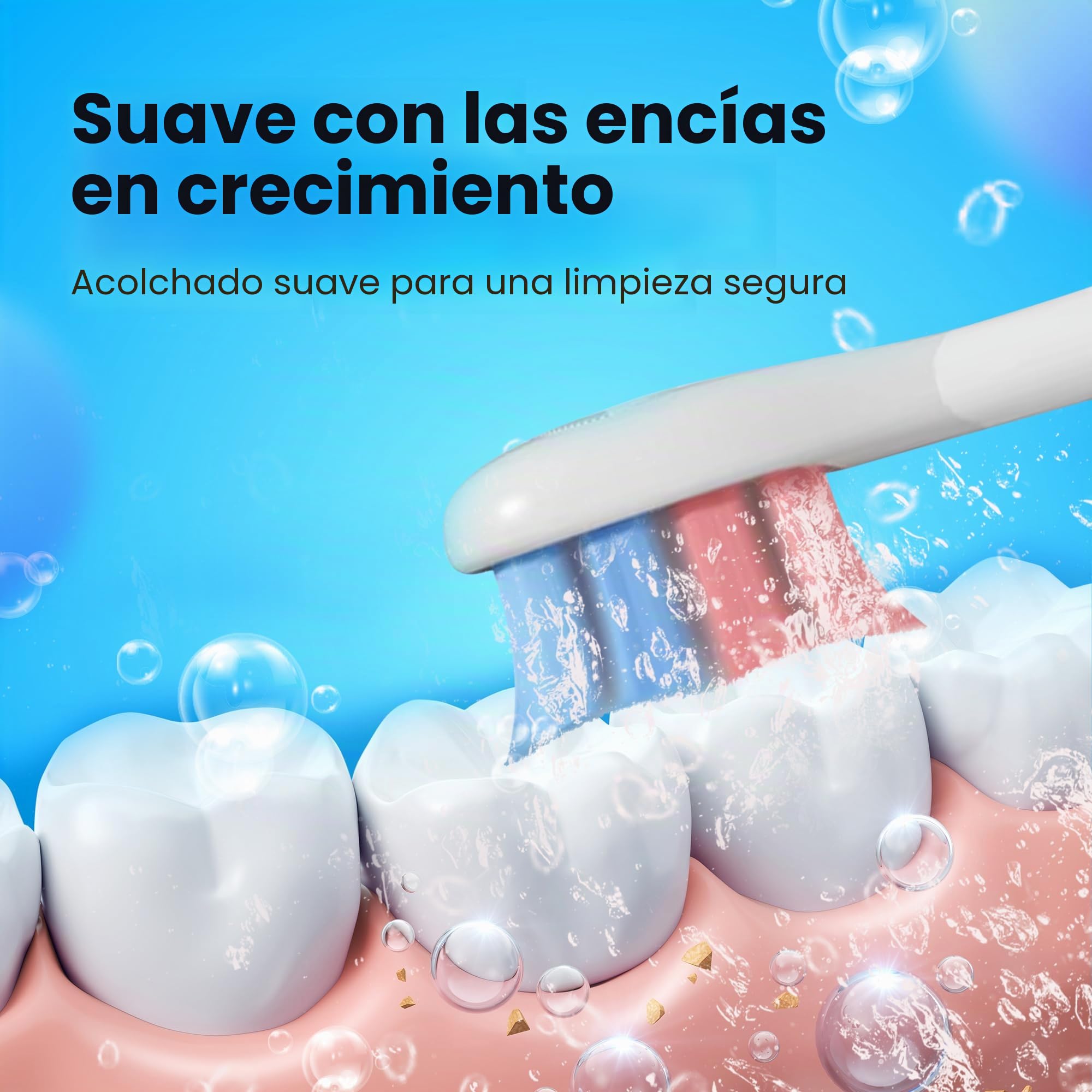 Oclean Cepillo de dientes eléctrico sónico para niños, cerdas suaves aptas para niños, cepillado ultra silencioso, temporizador integrado de 2 minutos, impermeable IPX7, para mayores de 5 años (azul)