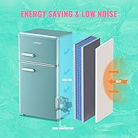 Vista 4 de Retro 3.5 Cubic Feet Refrigerator with Top Freezer Two Doors & Two Handles Fridge with 7 Temperature Settings Spacous Capacity & Ideal Size Blue