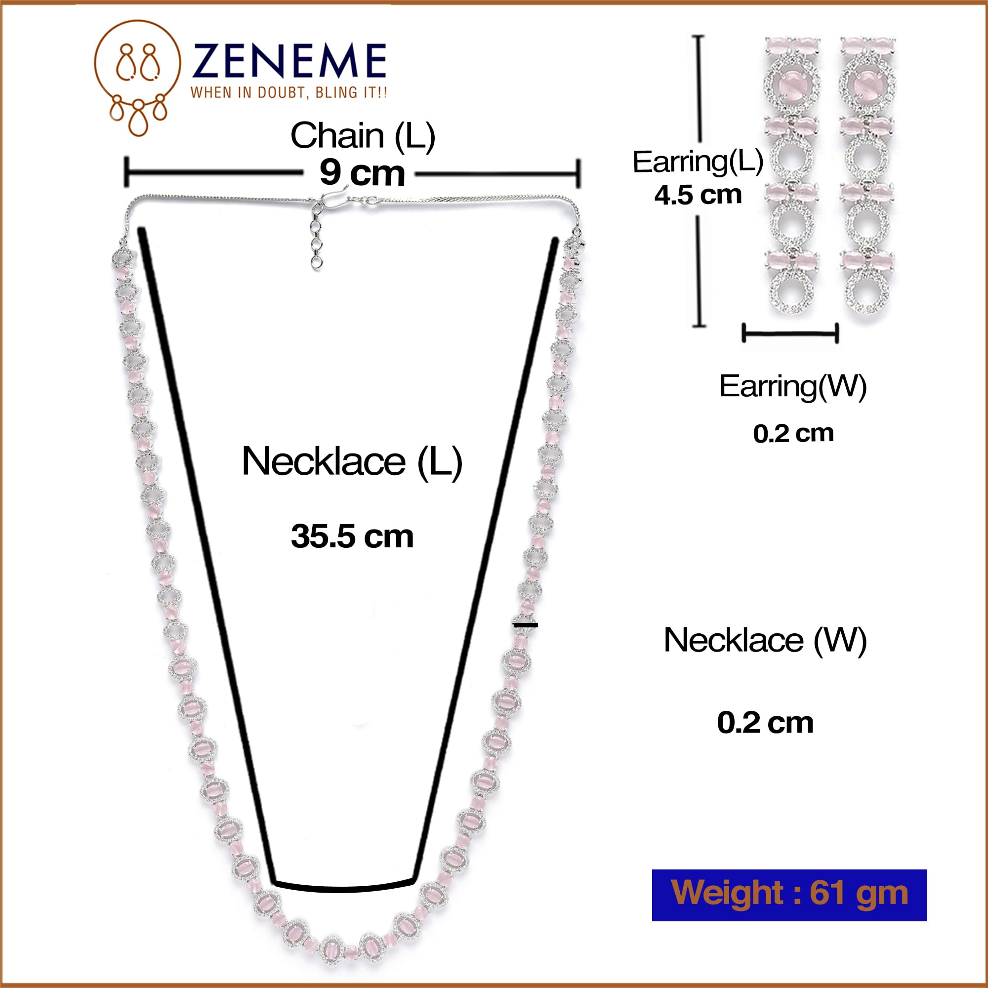 Circular American Diamond Necklace Earring Set