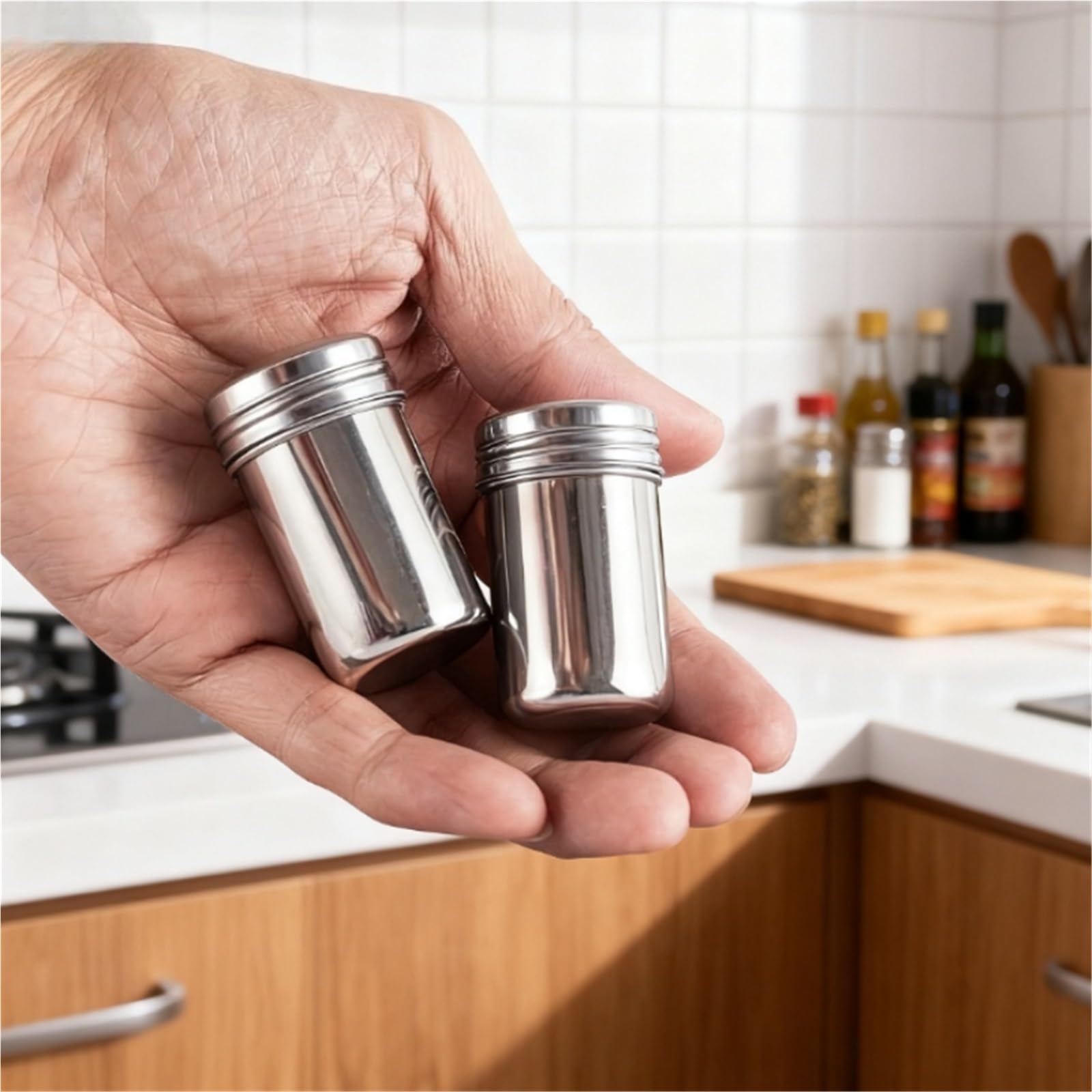 Mini tarros de Especias Acero Inoxidable 6 Piezas para Casa | Salero y pimentero portátiles for exteriores