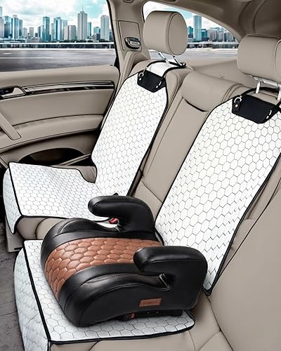 Miniatura 10 de Owleys Paquete de 2 protectores de asiento de coche de cuero premium para funda de asiento de coche infantil contra la suciedad - Protector