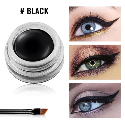 Miniatura 2 de Erinde Delineador de ojos de gel negro, delineador de ojos crema impermeable, pigmentos de alta intensidad de larga duración, a prueba de manchas,