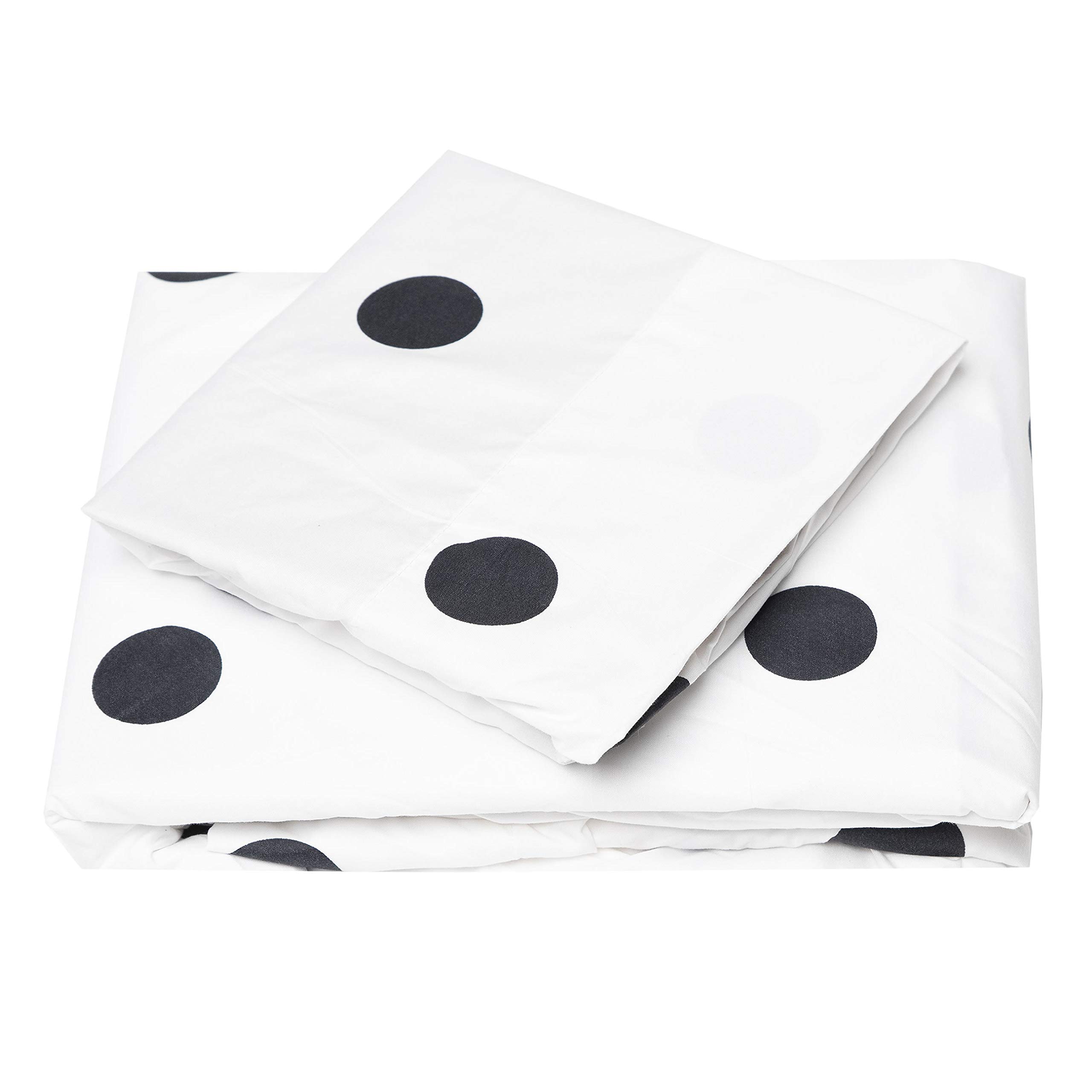 Cosy House CollectionEveryday 1500 Series Bed Sheet Set - Ultra Soft & Cool Hotel Bedding - Deep Pocket - Wrinkle, Stain and Fade Resistant - 4 Piece Set (Cal King, Black Polka Dot)